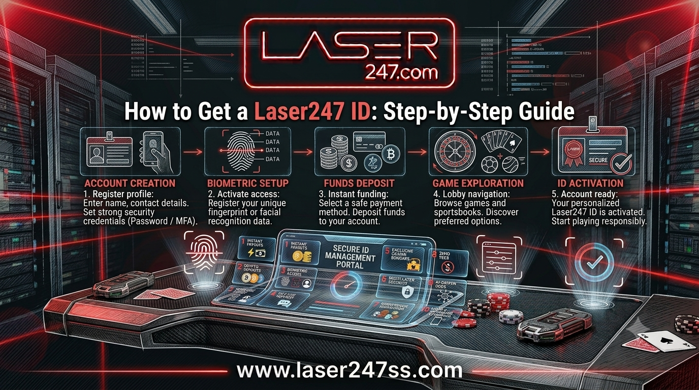 Laser247 ID step-by-step guide showing account registration, verification process, secure access, and beginner-friendly setup.