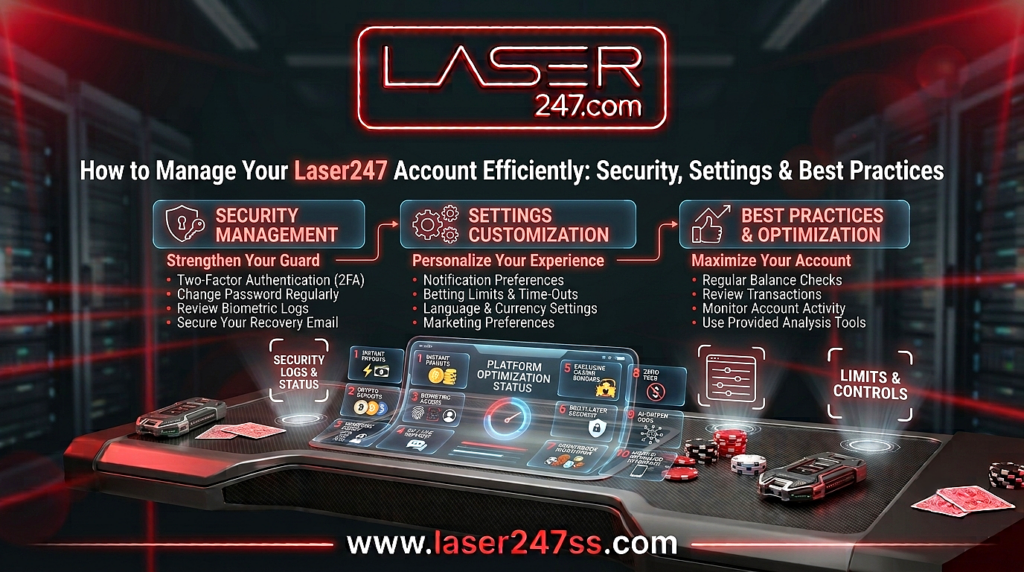 Laser247 account management guide showing secure login practices, account settings, password security, and user experience tips.