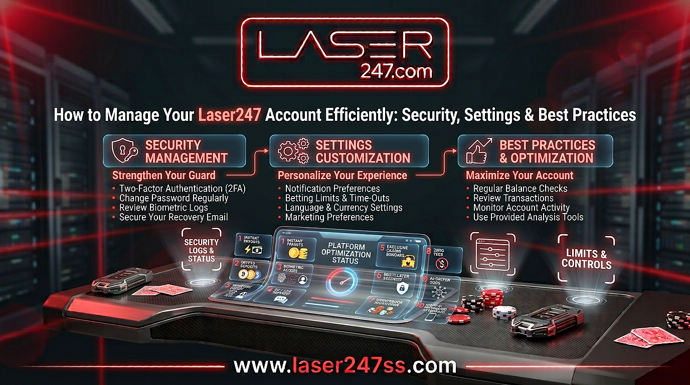 Laser247 account management guide showing secure login practices, account settings, password security, and user experience tips.