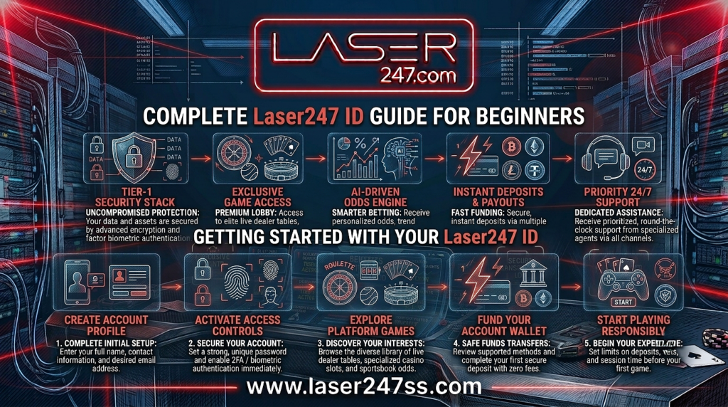 Complete Laser247 ID guide showing registration, verification, secure login, account setup, and beginner-friendly platform access.