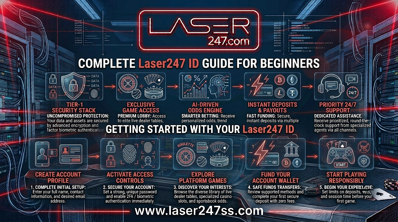 Complete Laser247 ID guide showing registration, verification, secure login, account setup, and beginner-friendly platform access.