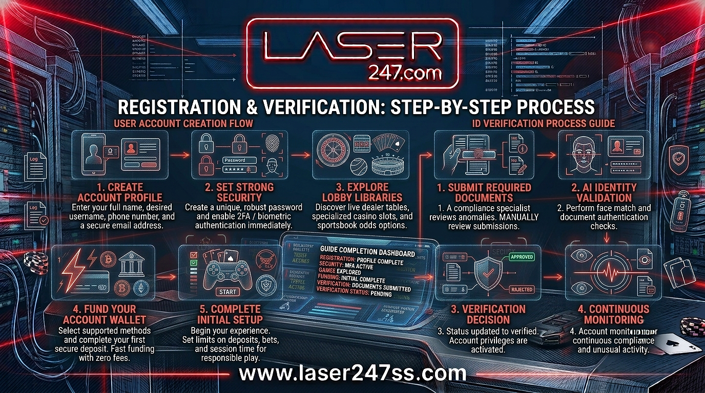 Understanding the Laser247 ID process through registration, verification, secure login, account setup, and user onboarding steps.