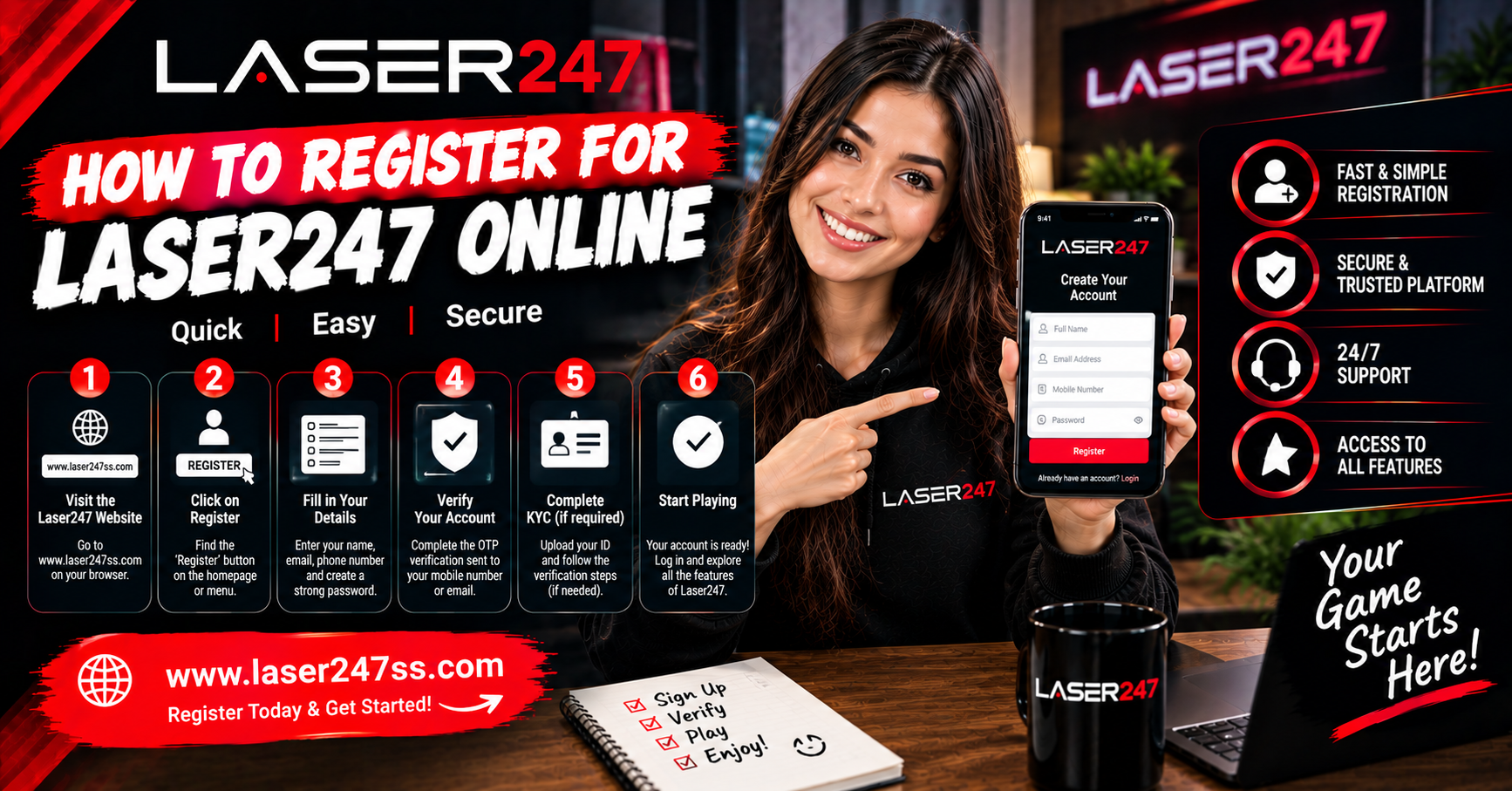 How to register for Laser247 online guide explaining account creation, verification steps, secure registration, and setup process.